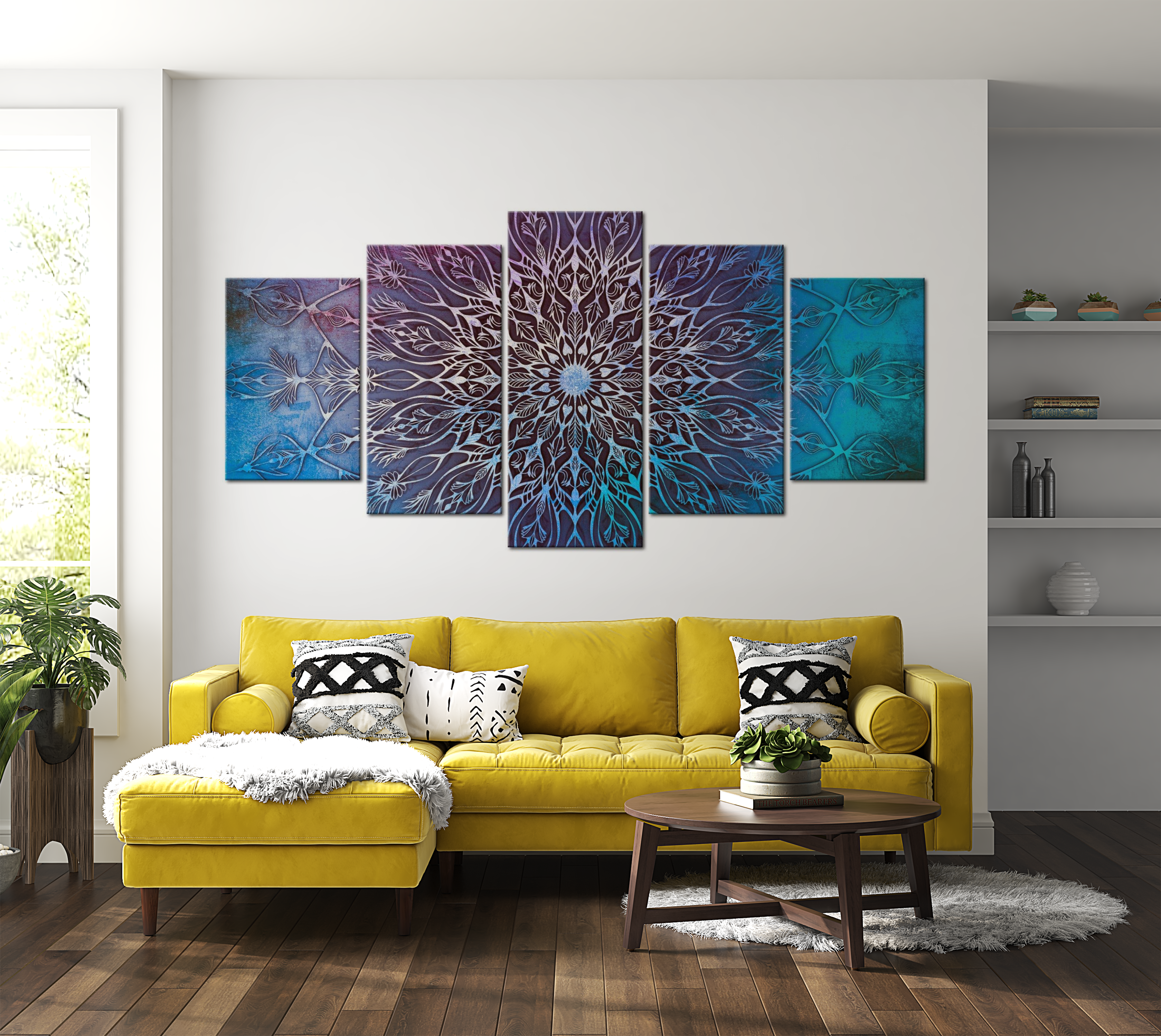 Stretched Canvas Zen Art - Center Blue 40"Wx20"H