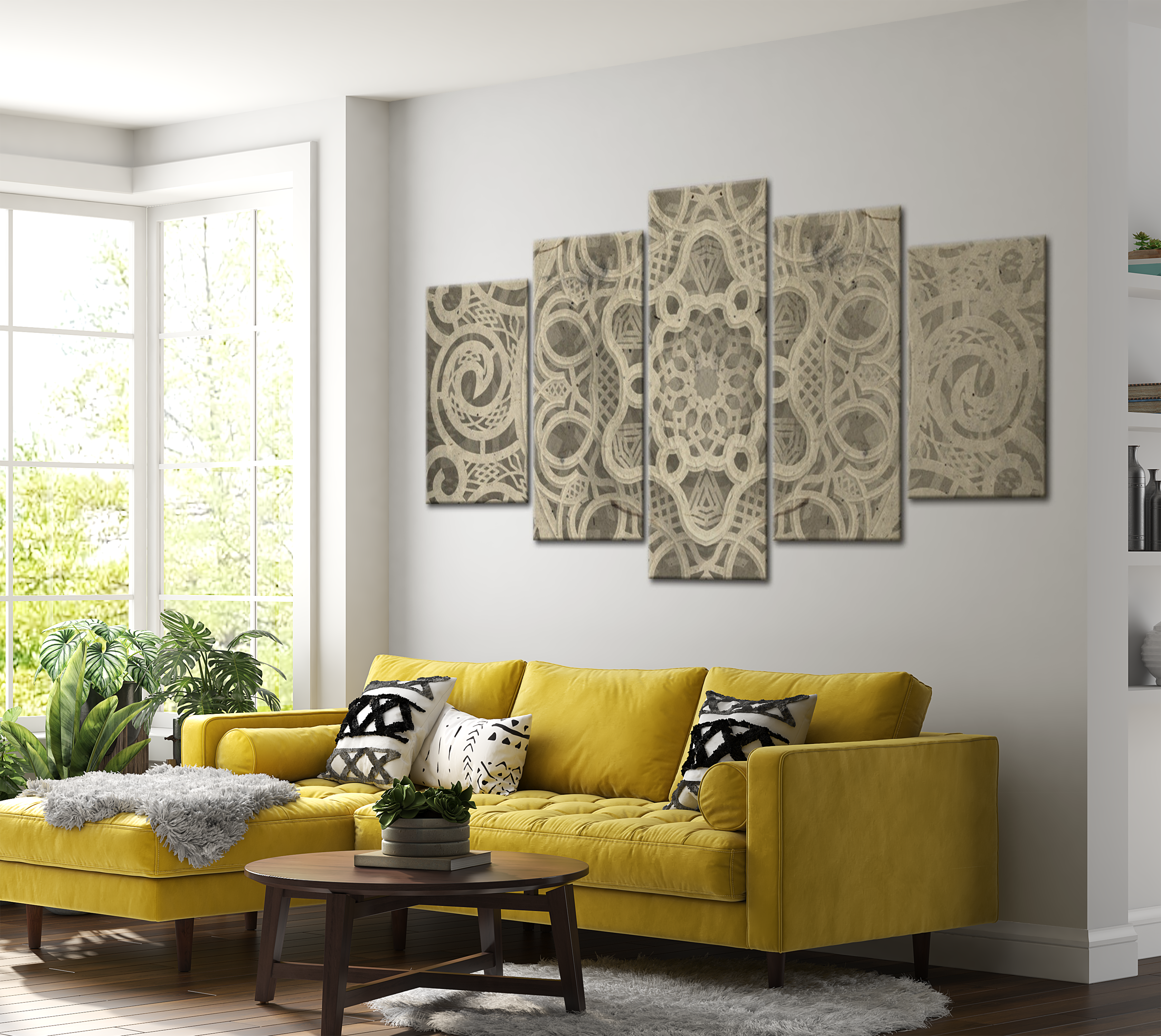 Mandala Canvas Wall Art - Cream Soul - 5 Pieces