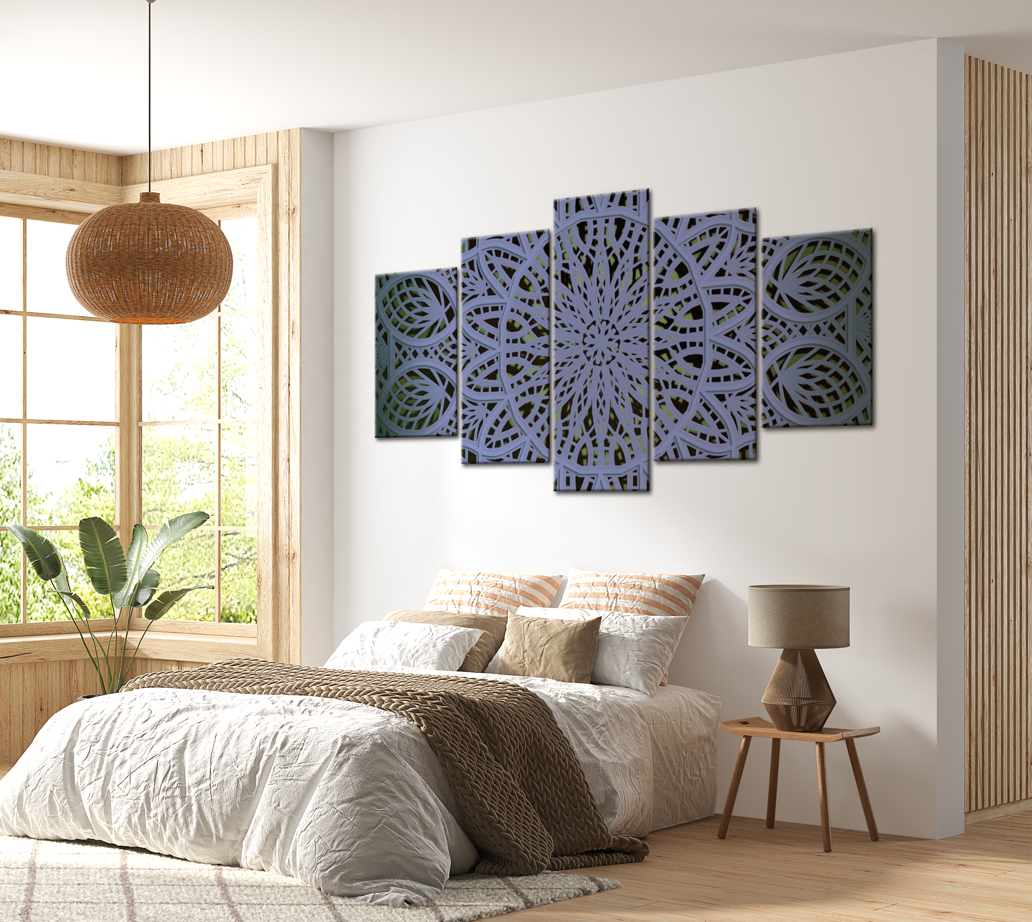 Mandala Canvas Wall Art - Heather Dream - 5 Pieces