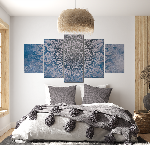 Mandala Canvas Wall Art - Hypnosis Blue - 5 Pieces