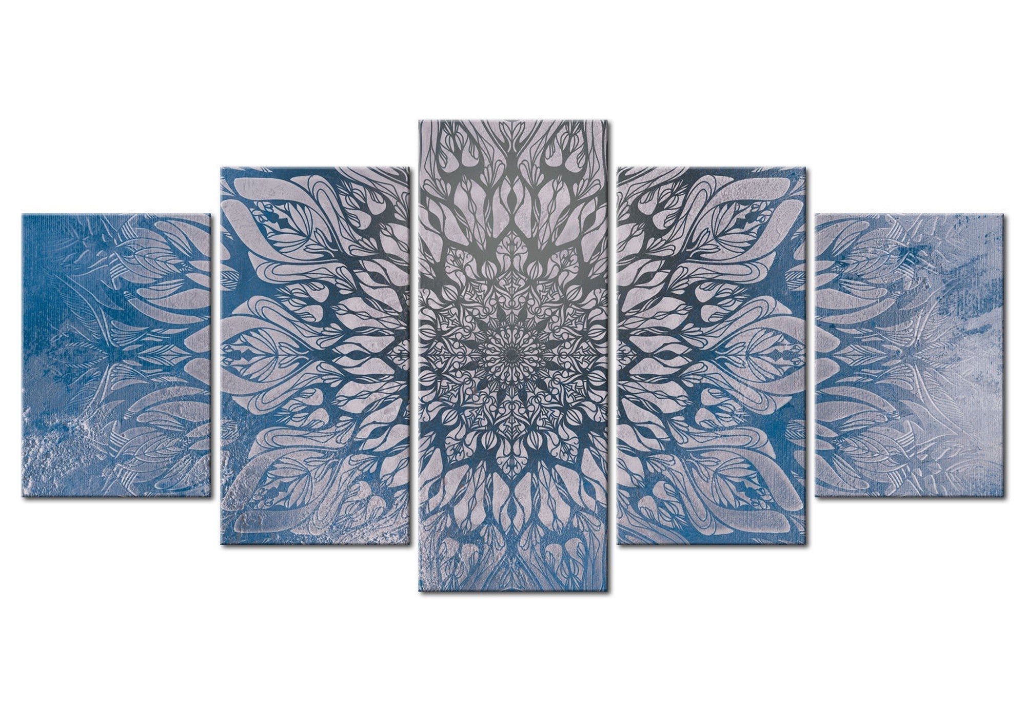 Mandala Canvas Wall Art - Hypnosis Blue - 5 Pieces