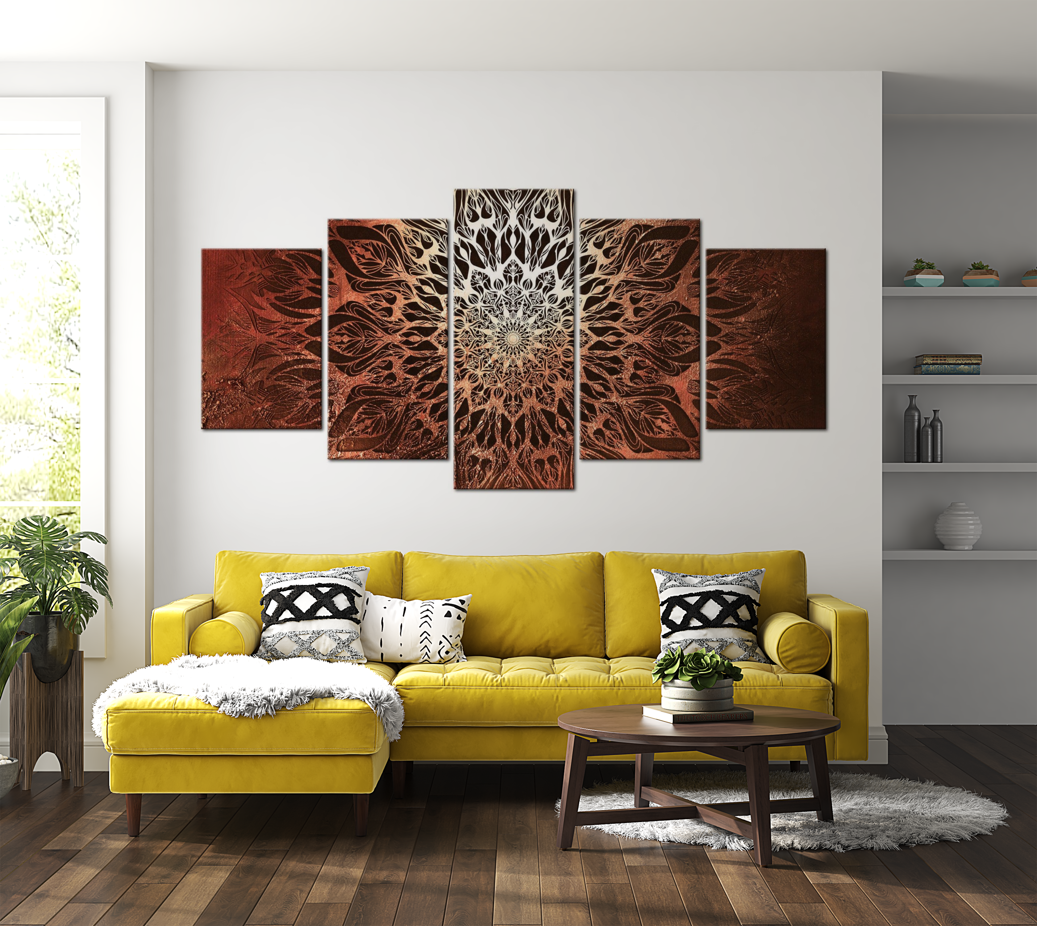 Stretched Canvas Zen Art - Hypnosis Orange 5 Piece 40"Wx20"H