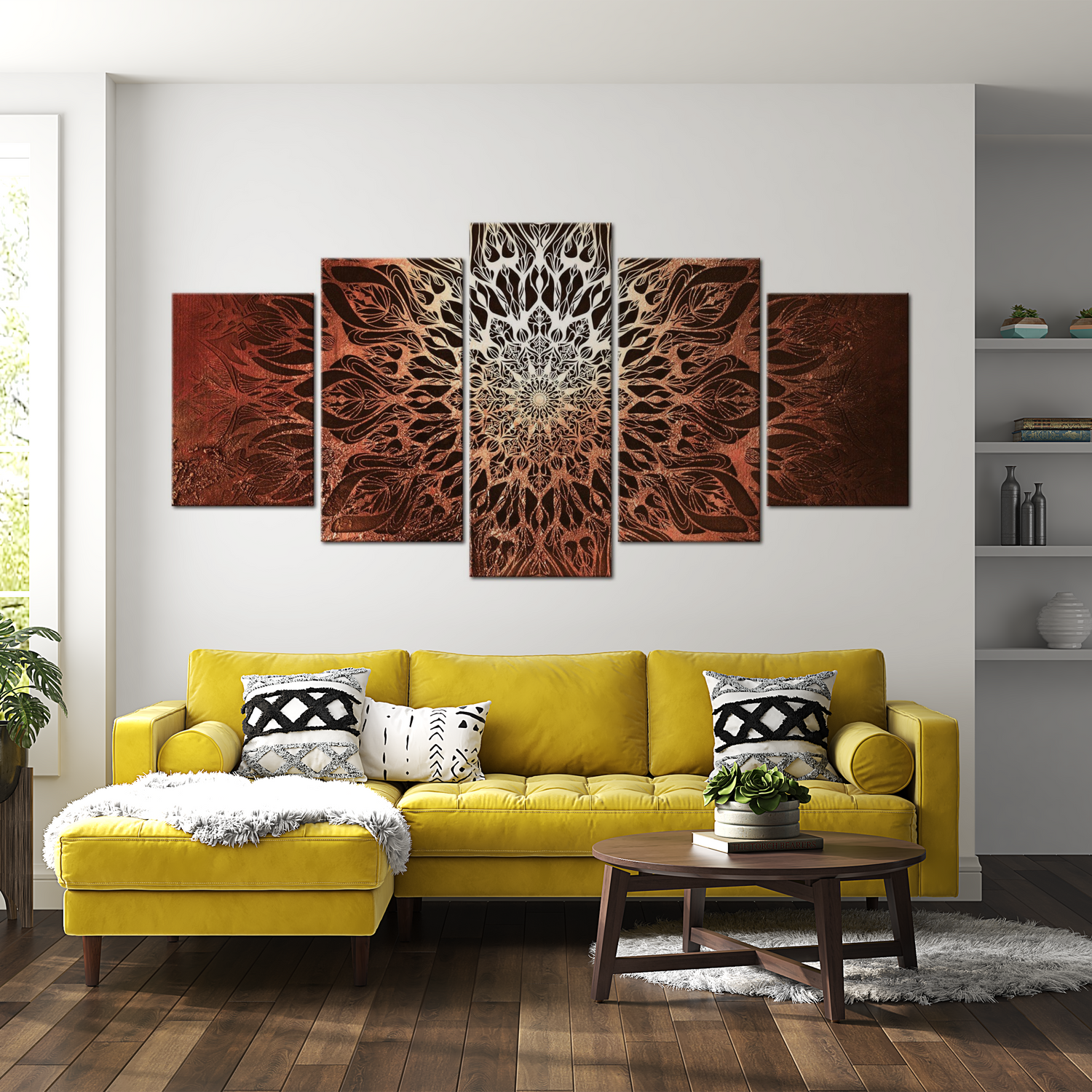 Stretched Canvas Zen Art - Hypnosis Orange 5 Piece 40"Wx20"H