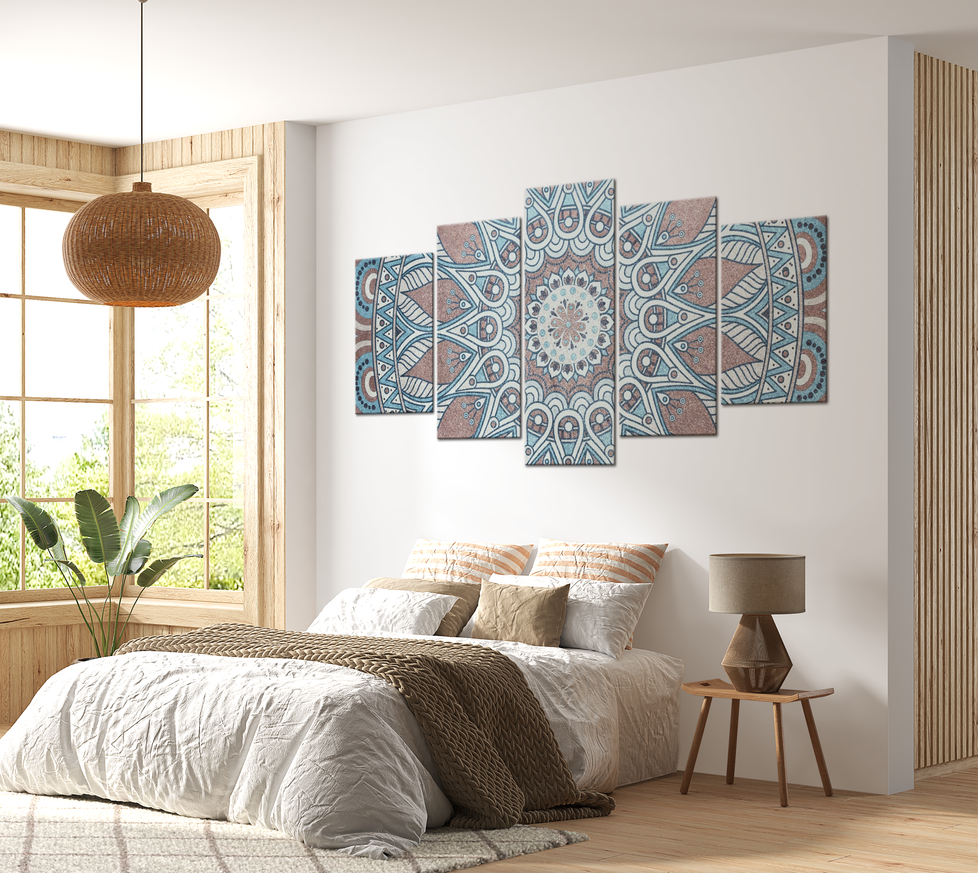 Mandala Canvas Wall Art - Oriental Circle - 5 Pieces