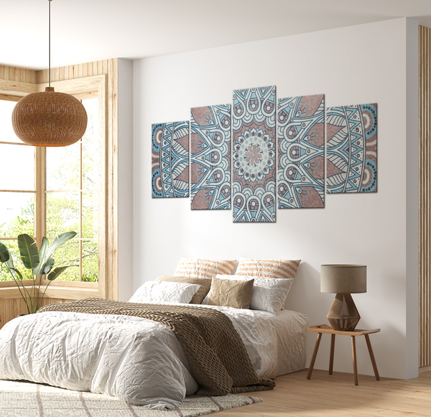 Mandala Canvas Wall Art - Oriental Circle - 5 Pieces