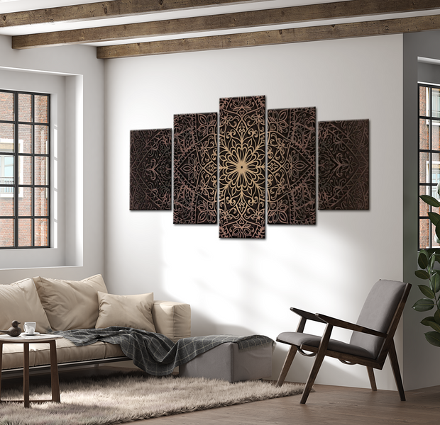 Mandala Canvas Wall Art - Oriental Lines - 5 Pieces