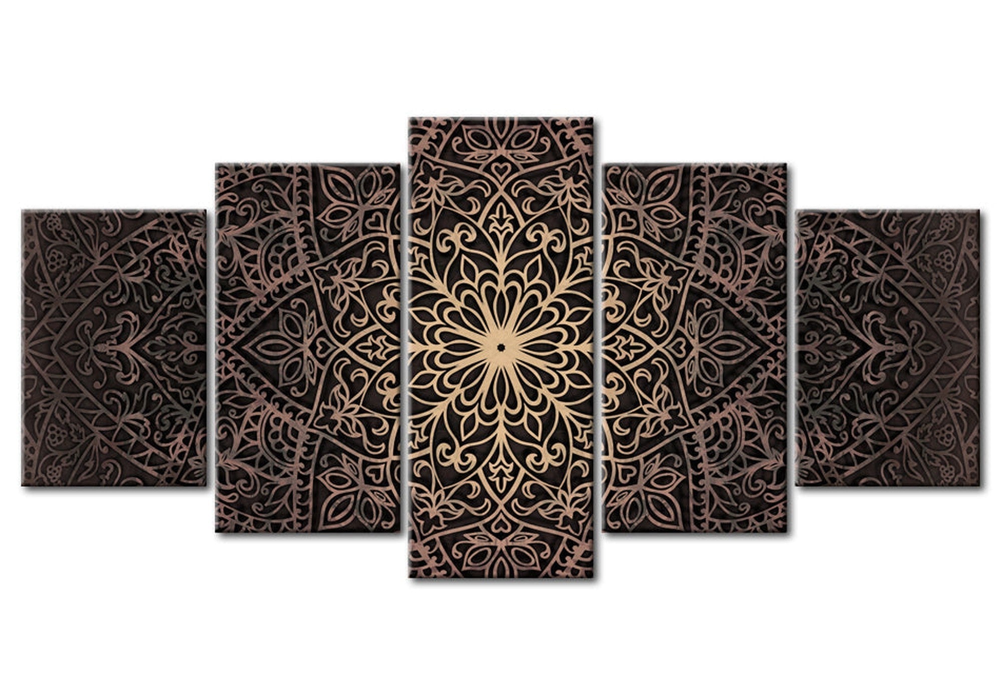 Mandala Canvas Wall Art - Oriental Lines - 5 Pieces