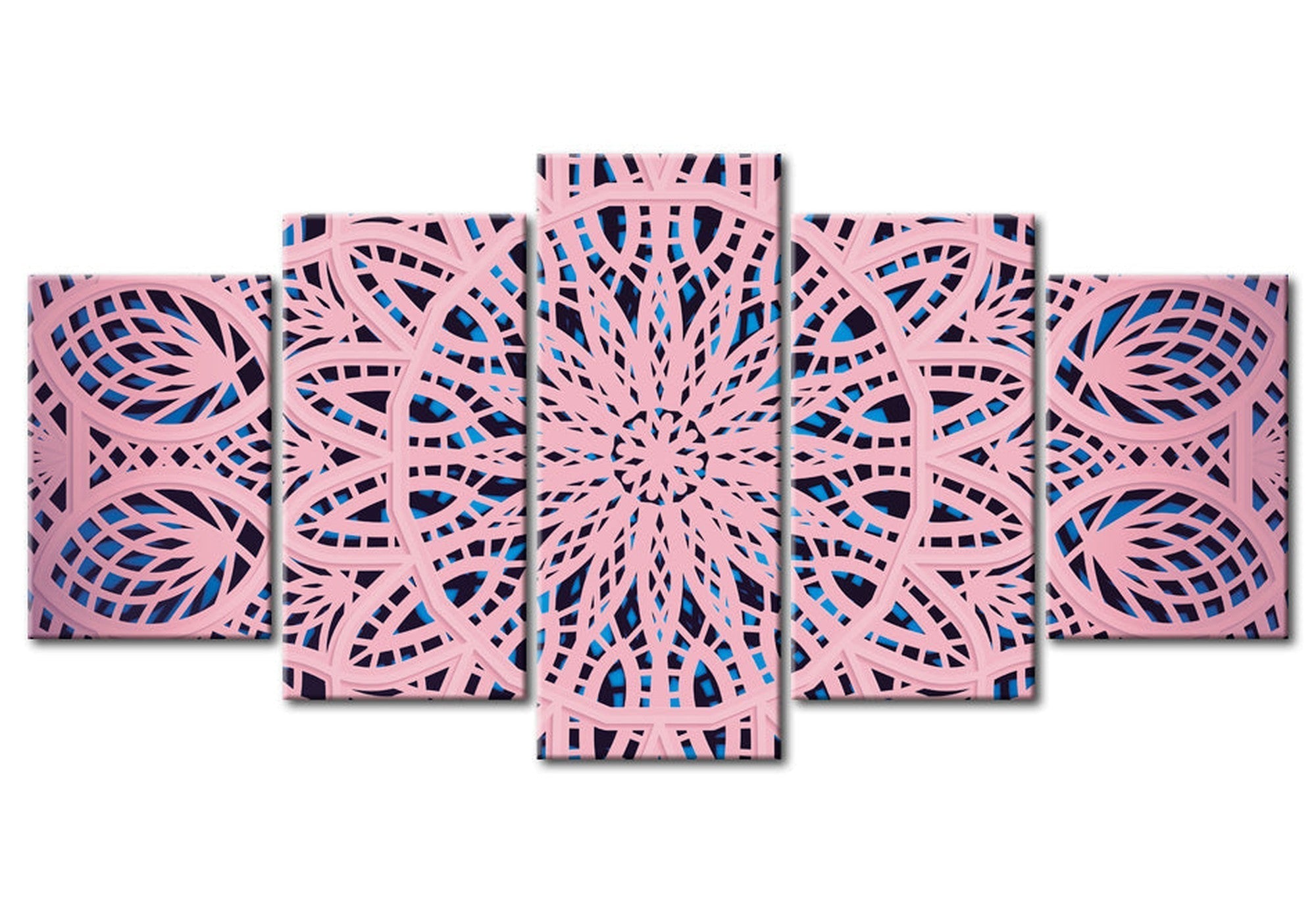 Mandala Canvas Wall Art - Pink Lines - 5 Pieces