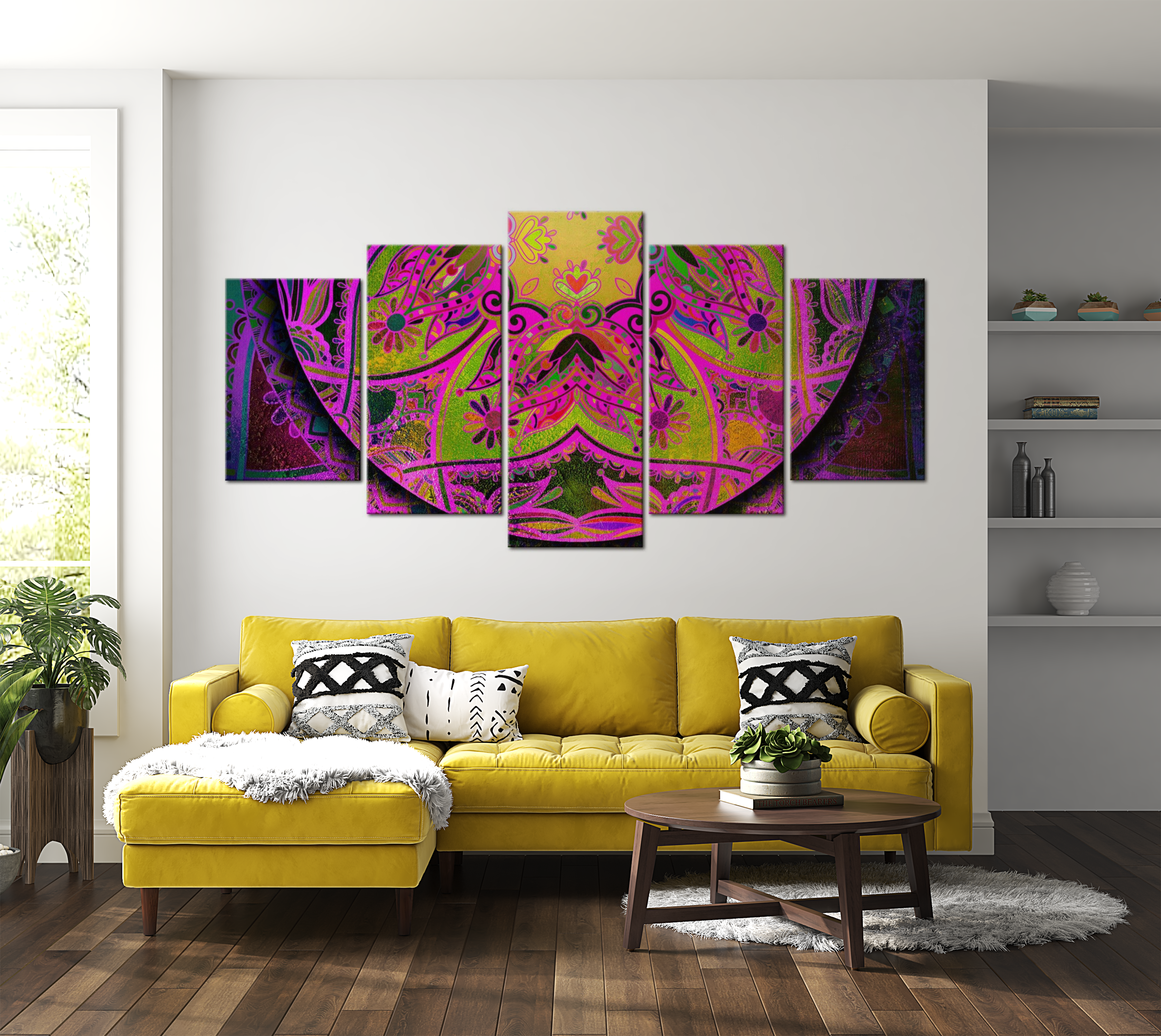 Mandala Canvas Wall Art - Pink Power - 5 Pieces