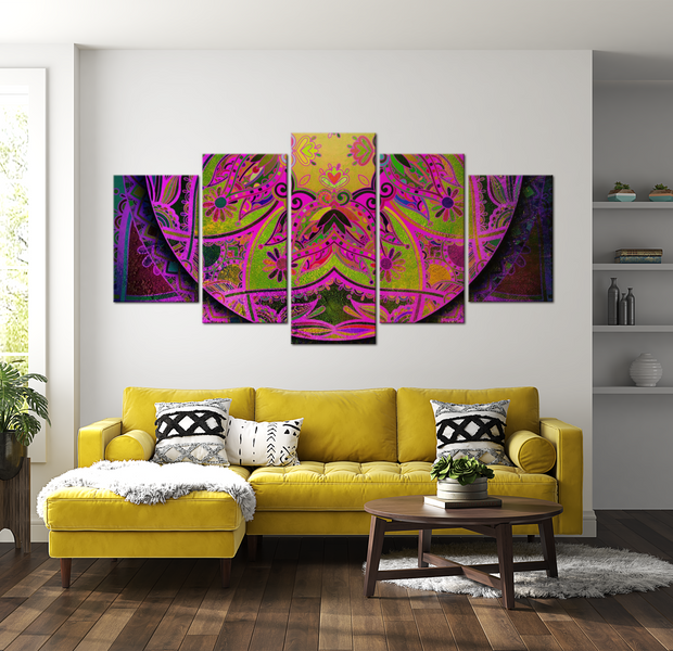 Mandala Canvas Wall Art - Pink Power - 5 Pieces