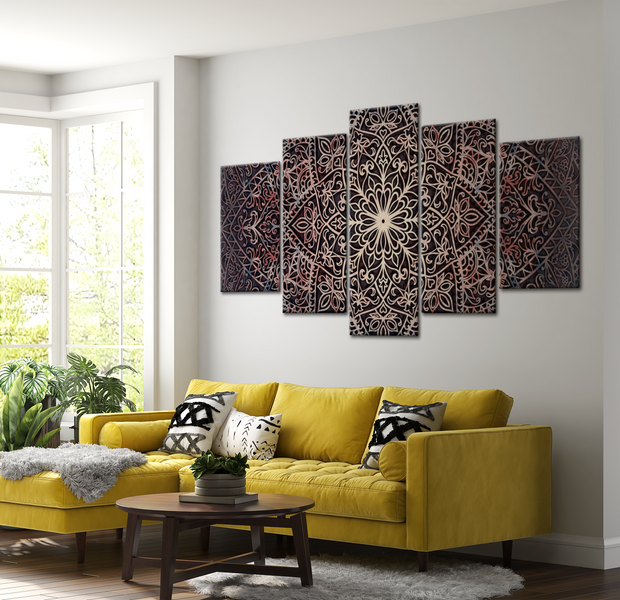 Mandala Canvas Wall Art - Spiritual Lines - 5 Pieces