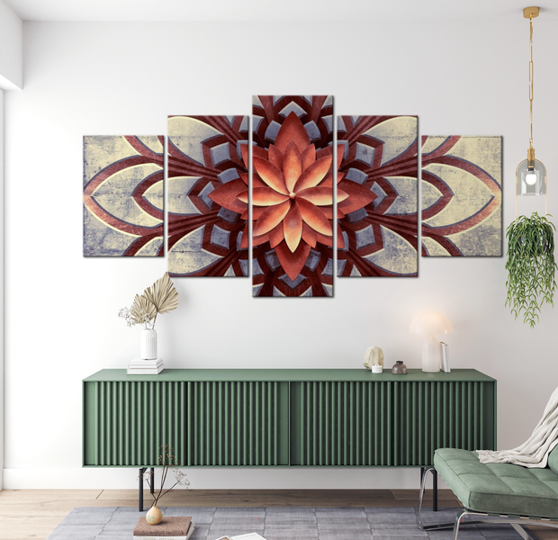 Mandala Canvas Wall Art - Zen Flower Design - 5 Pieces