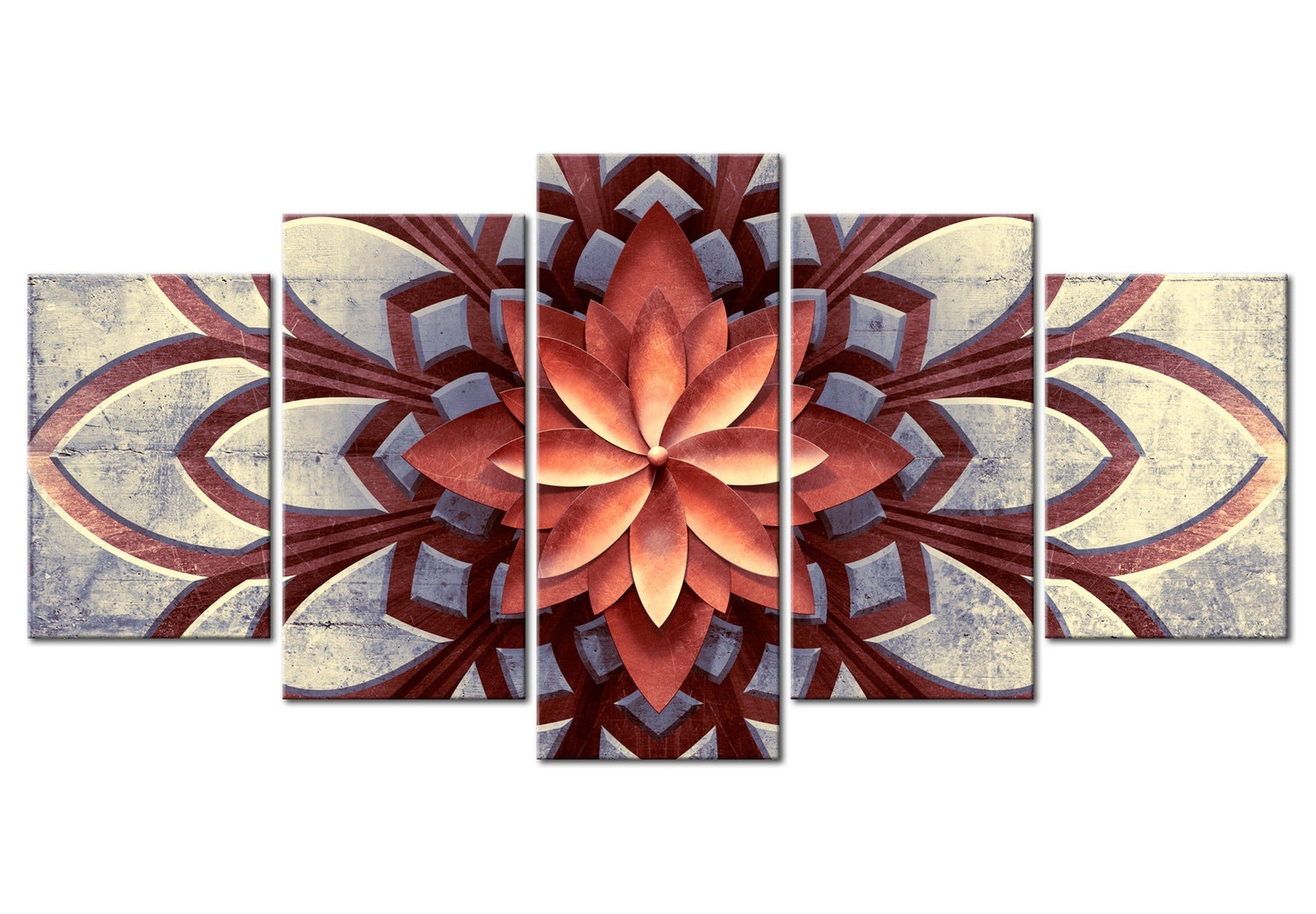 Mandala Canvas Wall Art - Zen Flower Design - 5 Pieces