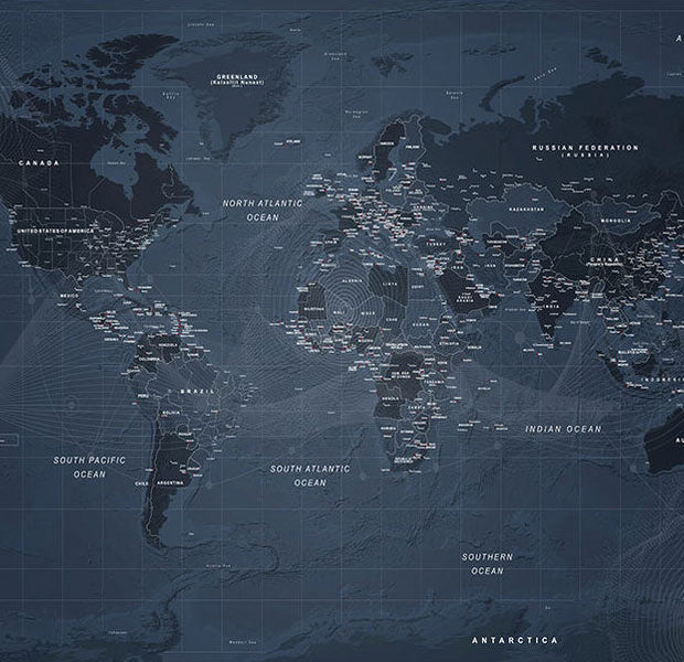 Map Wallpaper Wall Mural - Contemporary Loft World Map