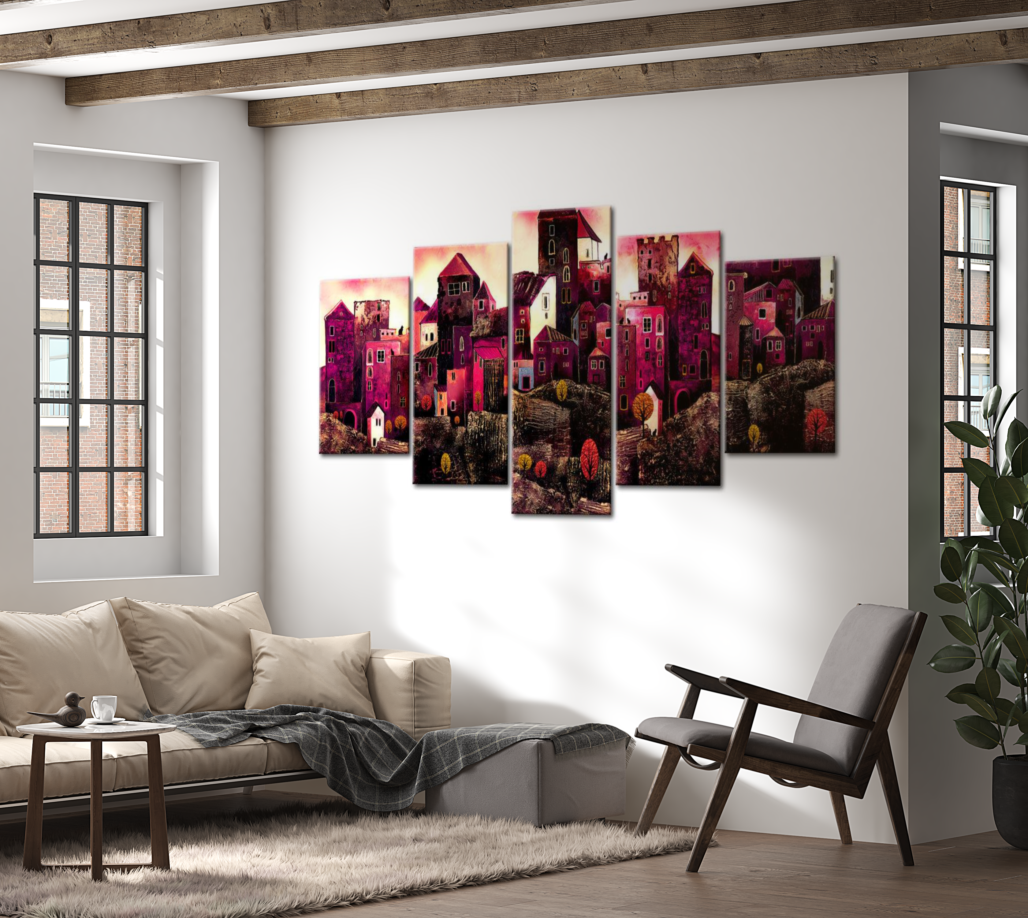 Modern Canvas Wall Art - City Of Dreams - 5 Pieces