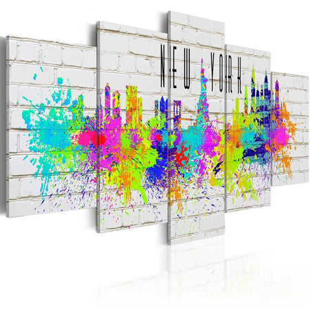 Stretched Canvas Places - Colorful New York-Tiptophomedecor