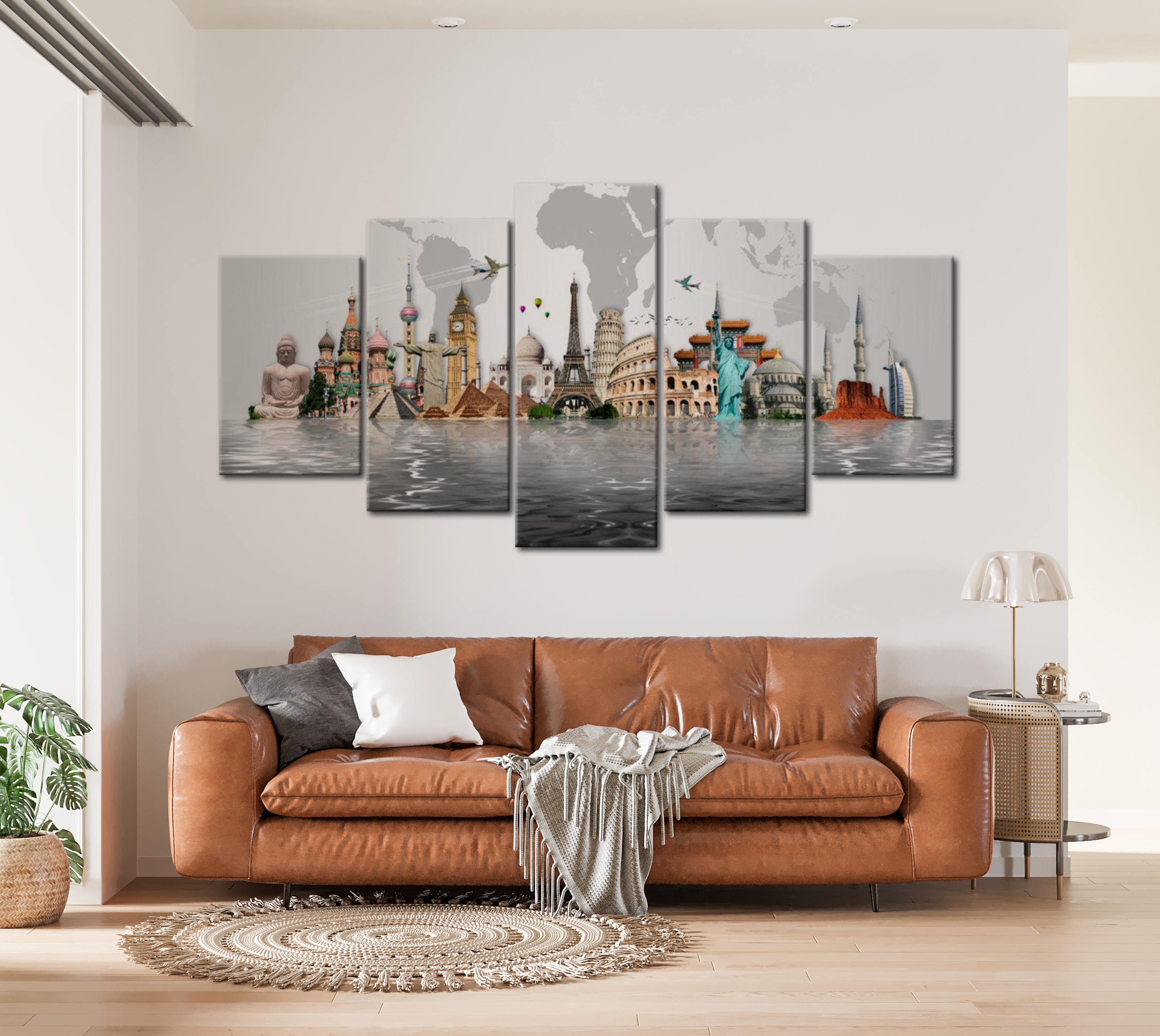 Modern Canvas Wall Art - Cultural Monuments - 5 Pieces