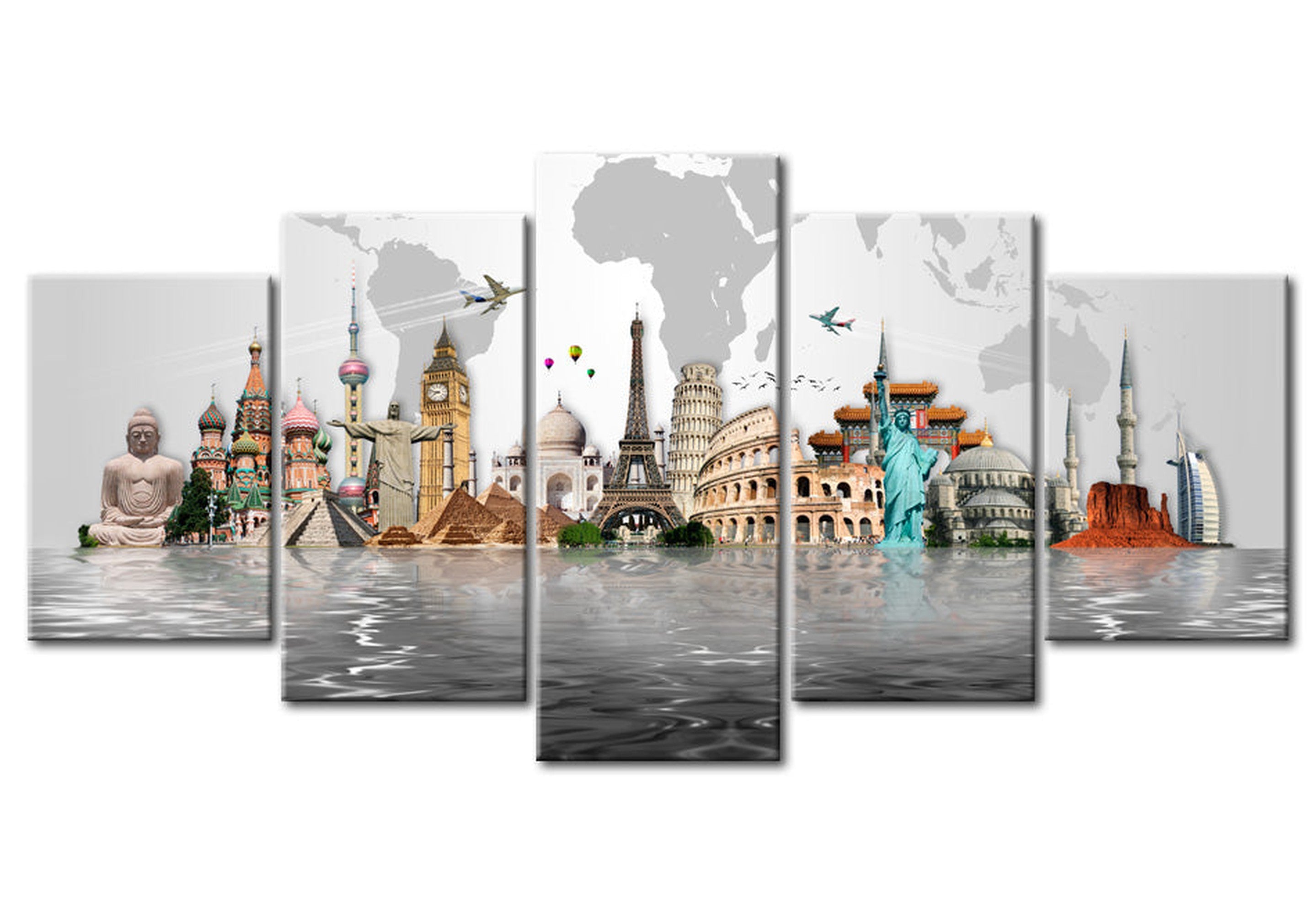 Modern Canvas Wall Art - Cultural Monuments - 5 Pieces