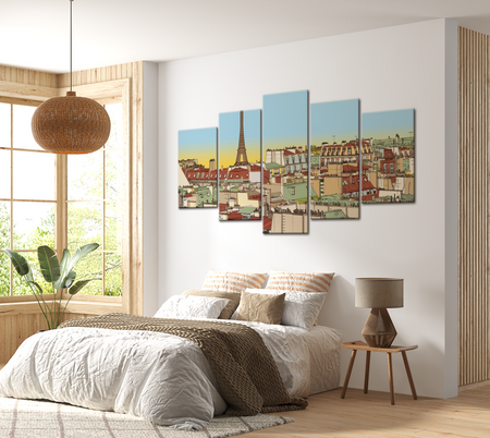 Modern Canvas Wall Art - Idyllic Parisian Picture - 5 Pieces