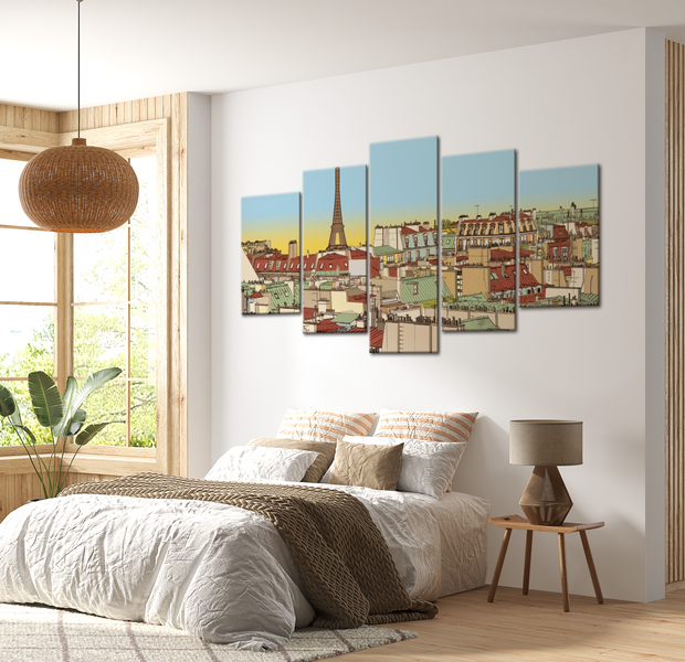 Modern Canvas Wall Art - Idyllic Parisian Picture - 5 Pieces