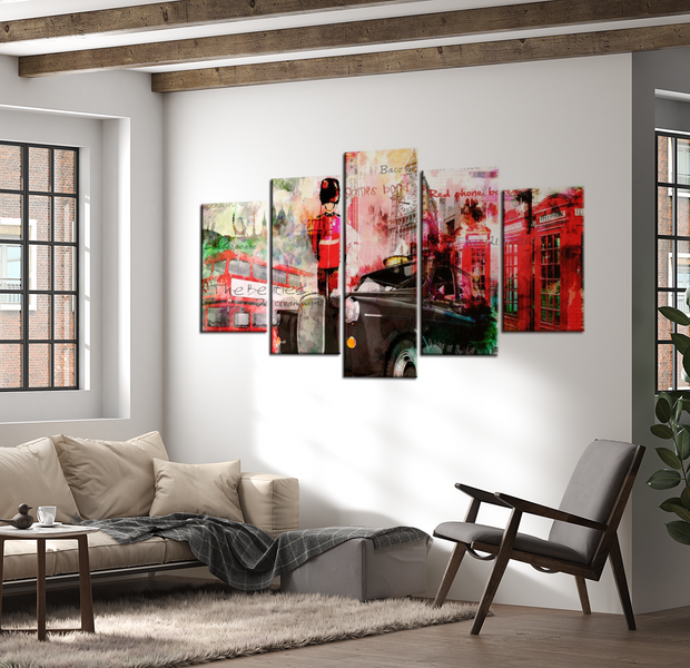 Modern Canvas Wall Art - Memories From London - 5 Pieces