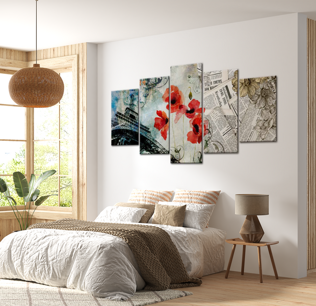 Modern Canvas Wall Art - Memories Of Paris - 5 Pieces