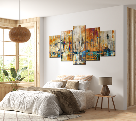 Modern Canvas Wall Art - Memory Of The City - 5 Pieces