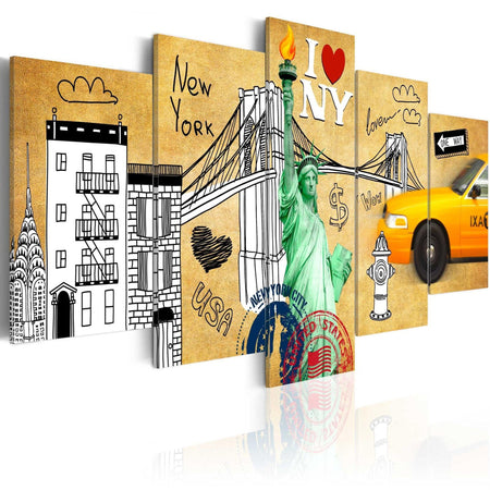 Stretched Canvas Places - I Love New Jork City-Tiptophomedecor