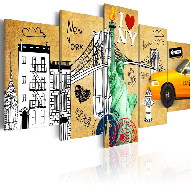 Stretched Canvas Places - I Love New Jork City-Tiptophomedecor