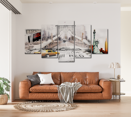 Modern Canvas Wall Art - New York Collage - 5 Pieces