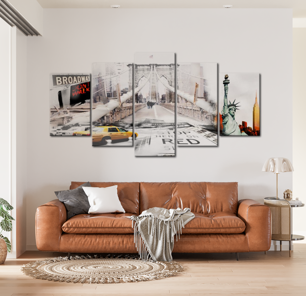 Modern Canvas Wall Art - New York Collage - 5 Pieces