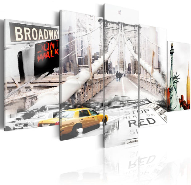 Stretched Canvas Places - New York In The Fog-Tiptophomedecor