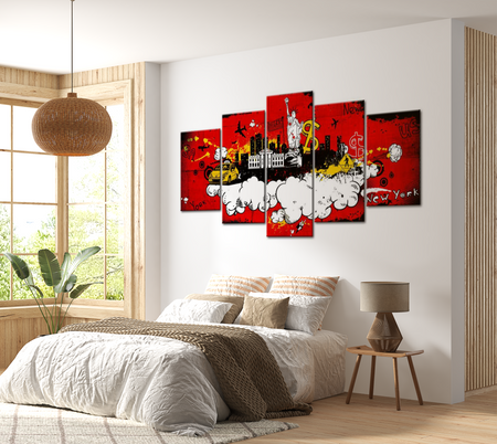 Modern Canvas Wall Art - New York Comic - 5 Pieces