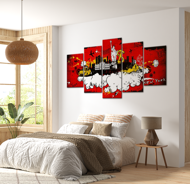 Modern Canvas Wall Art - New York Comic - 5 Pieces