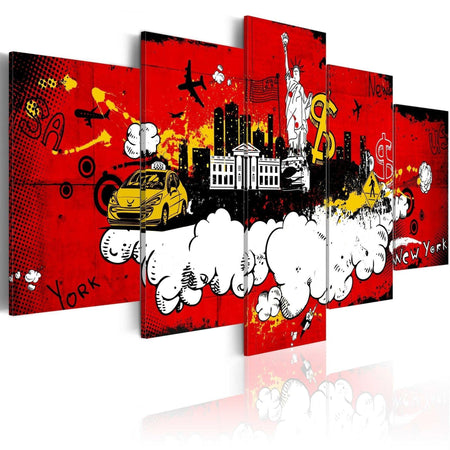 Stretched Canvas Places - New York: Comic-Tiptophomedecor