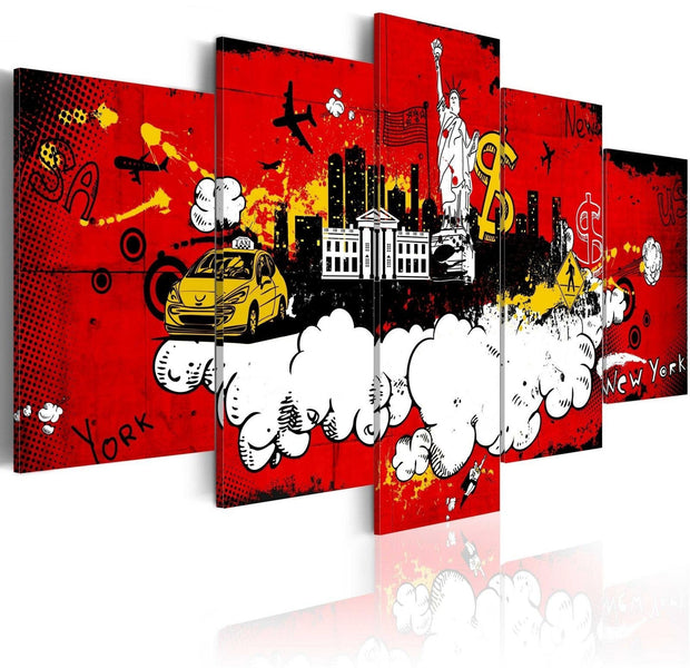 Stretched Canvas Places - New York: Comic-Tiptophomedecor