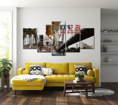 Modern Canvas Wall Art - USA Collage - 5 Pieces