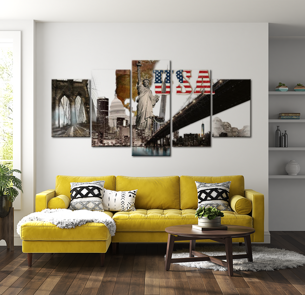 Modern Canvas Wall Art - USA Collage - 5 Pieces