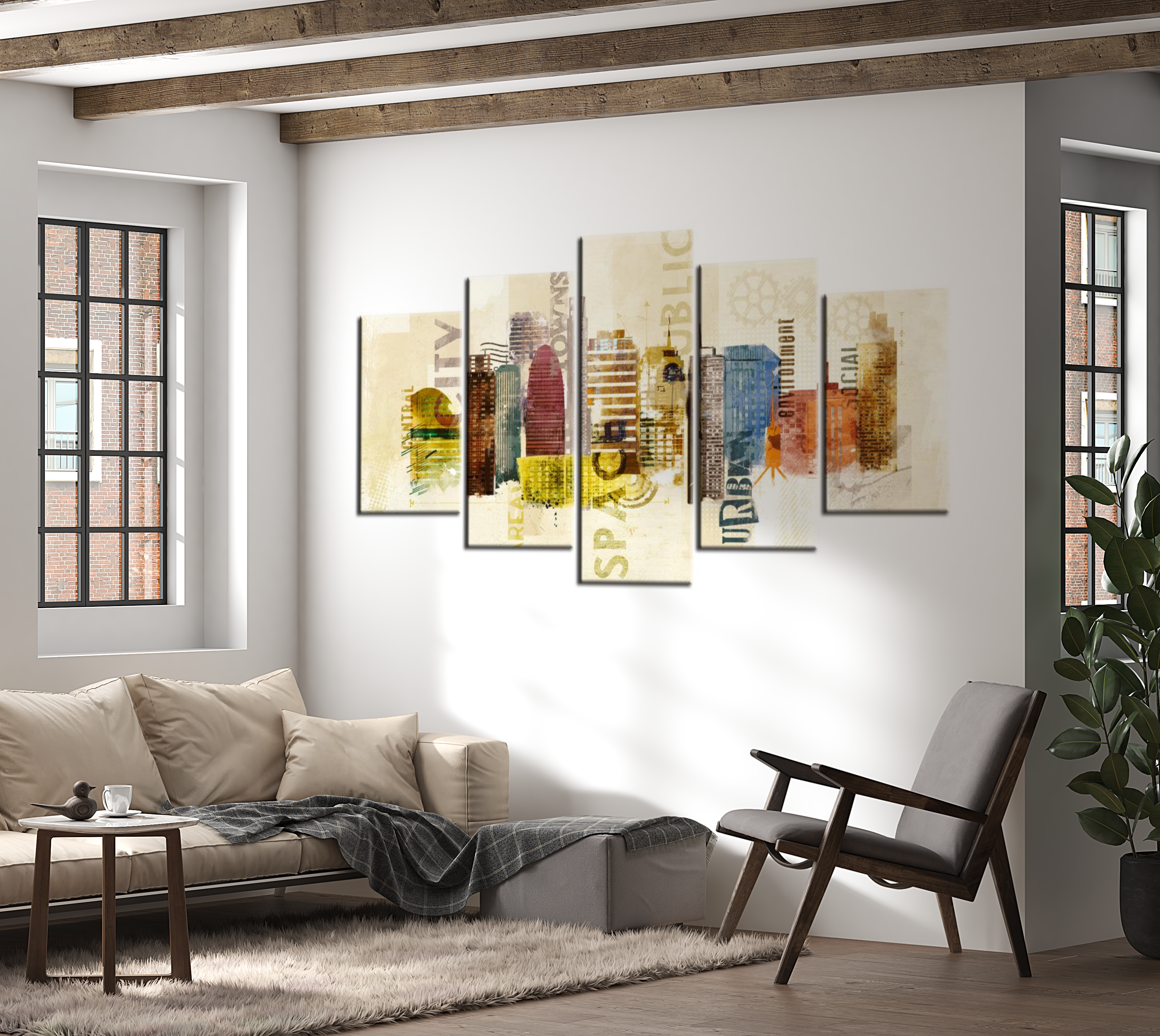 Modern Canvas Wall Art - Urban NYC Design - 5 Pieces