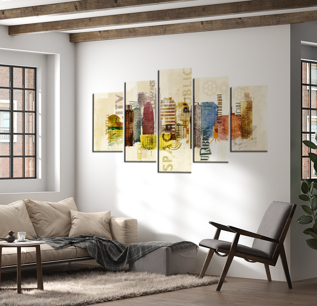 Modern Canvas Wall Art - Urban NYC Design - 5 Pieces