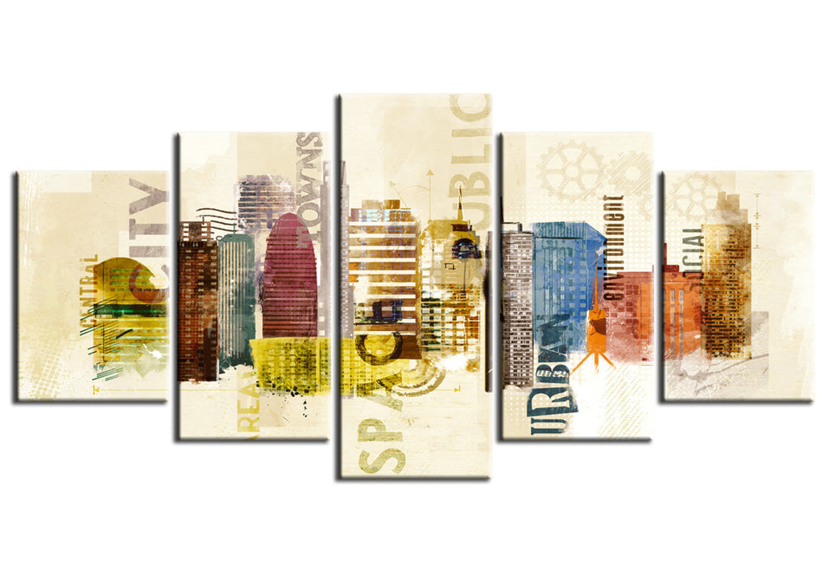 Modern Canvas Wall Art - Urban NYC Design - 5 Pieces