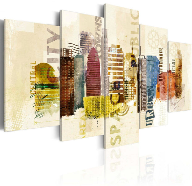 Stretched Canvas Places - Urban Design - 5 Pieces-Tiptophomedecor