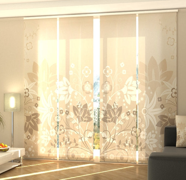 Set of 4 Panel Track Blinds - Abstract Designer Flowers