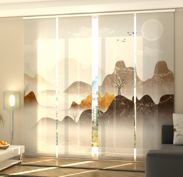 Set of 4 Panel Track Blinds - Abstract Marble Mountains