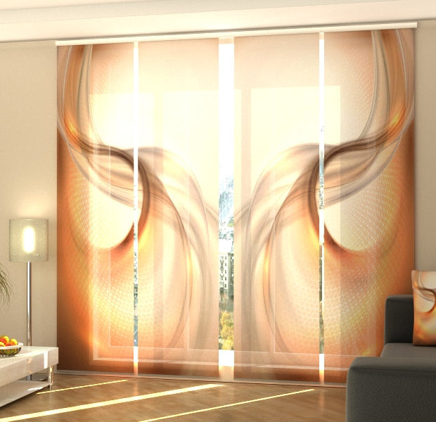Set of 4 Panel Track Blinds - Abstract Orange Waves 2