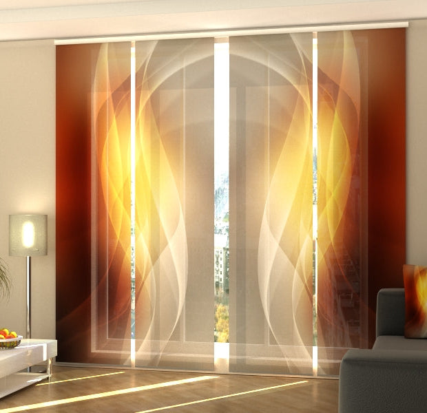 Set of 4 Panel Track Blinds - Abstract Orange Waves