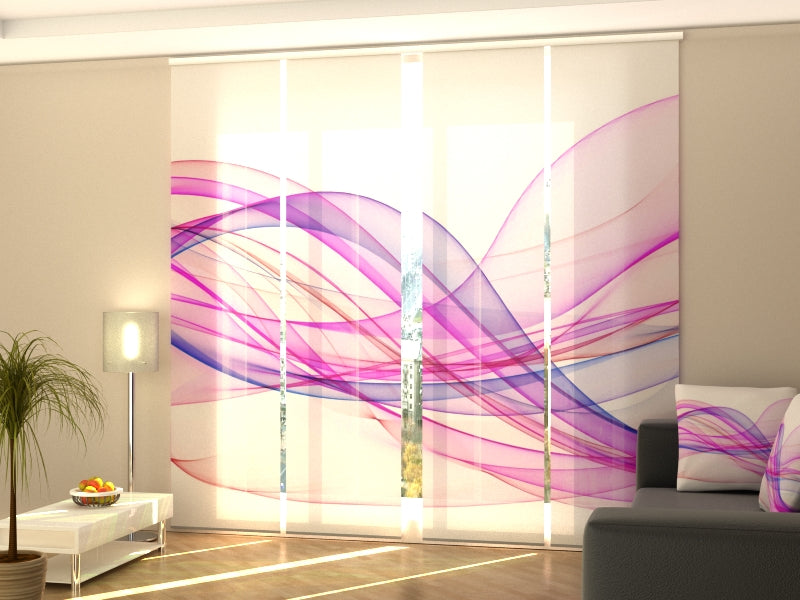 Set of 4 Panel Track Blinds - Abstract Purple Waves