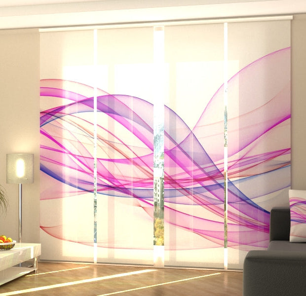 Set of 4 Panel Track Blinds - Abstract Purple Waves