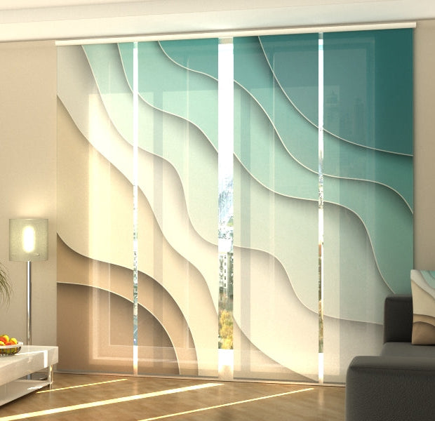 Set of 4 Panel Track Blinds - Abstract Sea and Beach