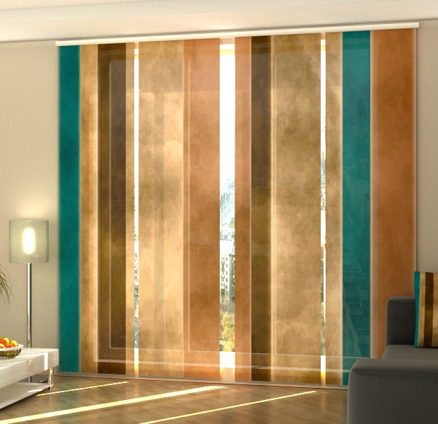 Set of 4 Panel Track Blinds - Abstract Stripes in Pastel Colors